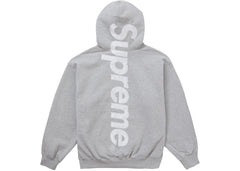 Supreme Satin Applique Hoodie Fw24 Heather Grey