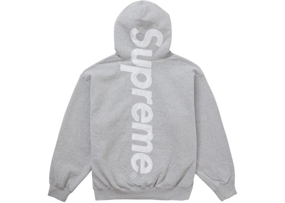 Supreme Satin Applique Hoodie Fw24 Heather Grey