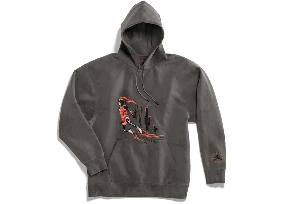 Travis Scott Jordan Washed Suede Hoodie Grey