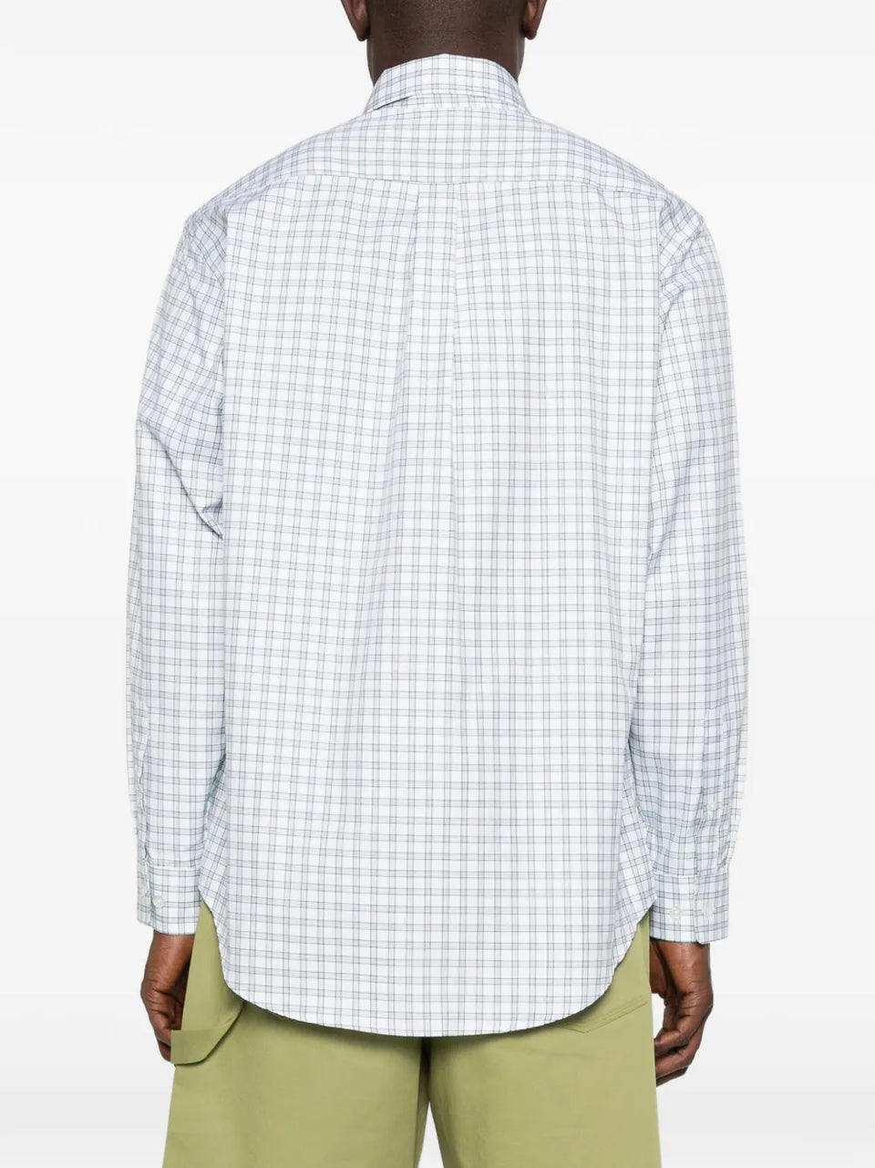 checked-pattern logo-embroidery shirt
