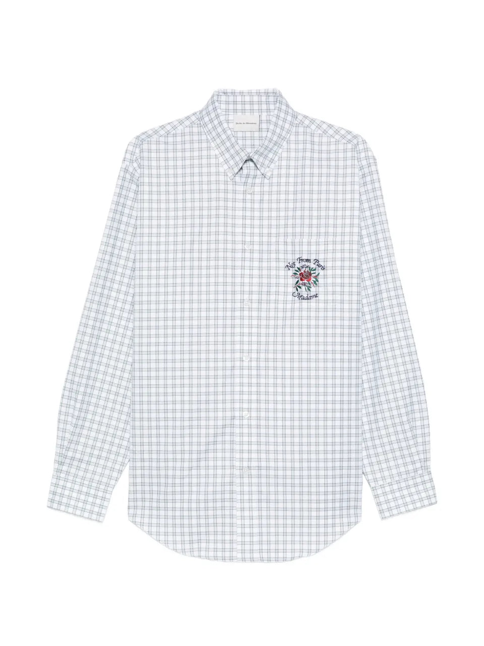 checked-pattern logo-embroidery shirt