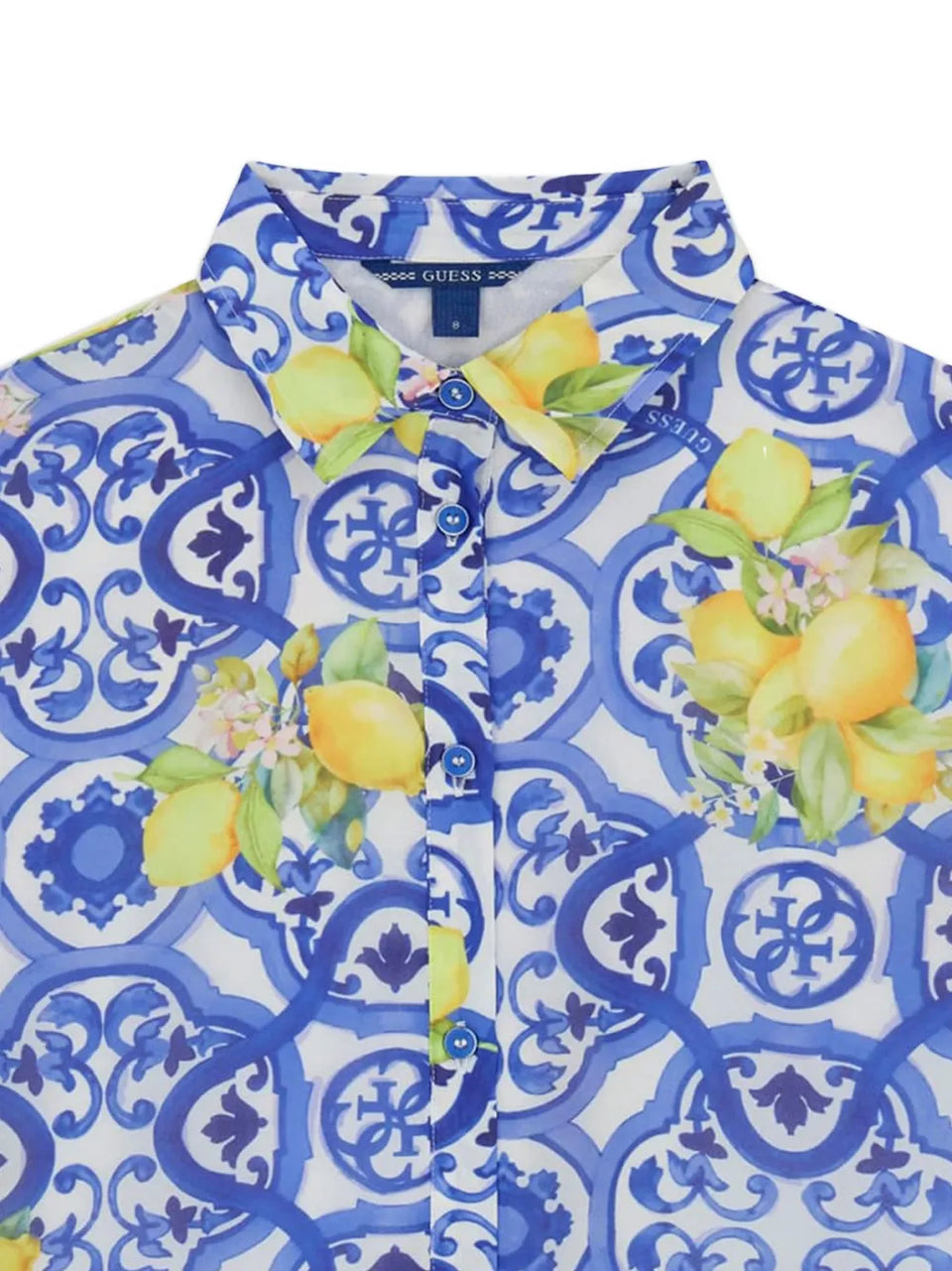 tie-front lemon-print shirt