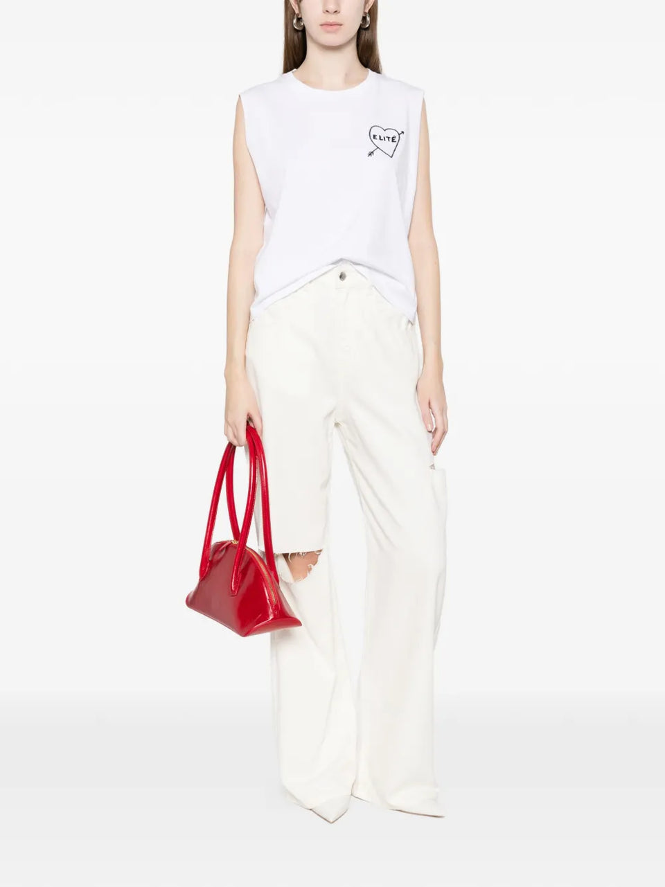 logo-embroidered tank top