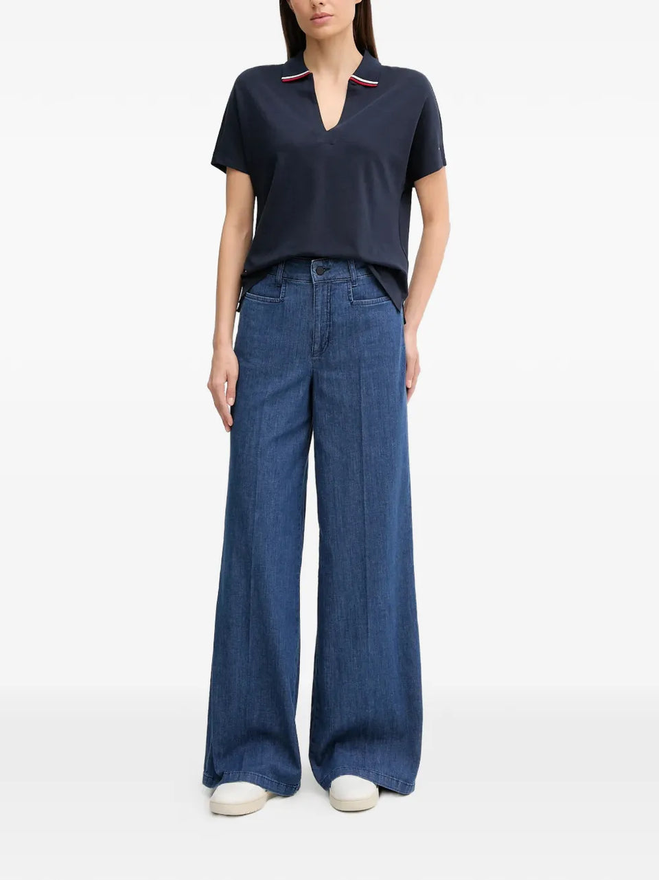 logo-patch wide-leg jeans