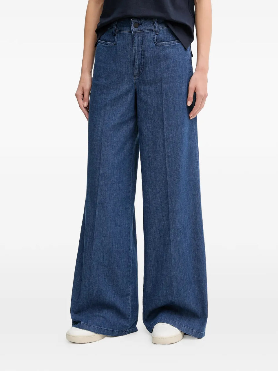 logo-patch wide-leg jeans