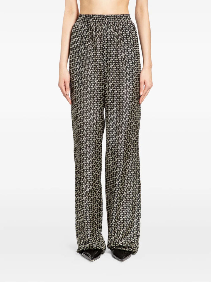 printed wide-leg trousers