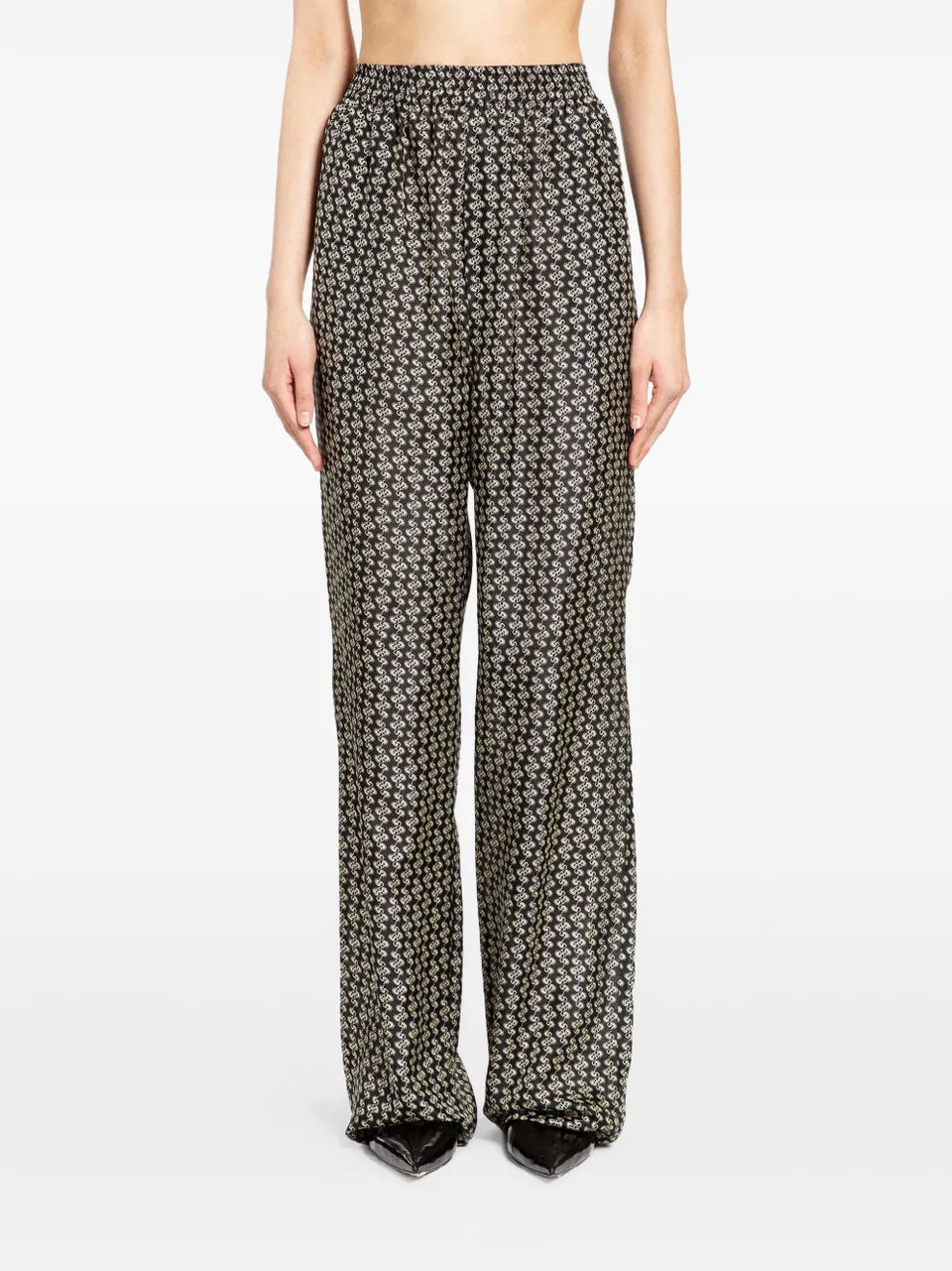printed wide-leg trousers
