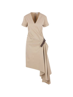belted draped dress