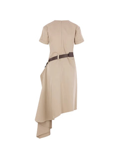 belted draped dress
