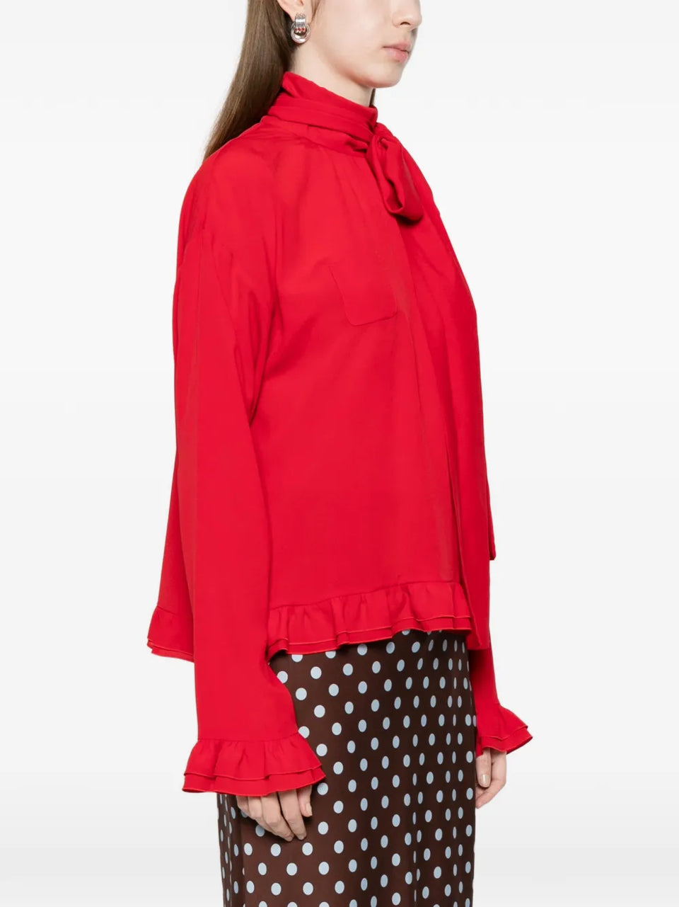 bow ruffled shirt
