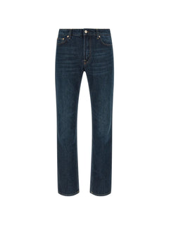 stonewashed contrast stitching jeans