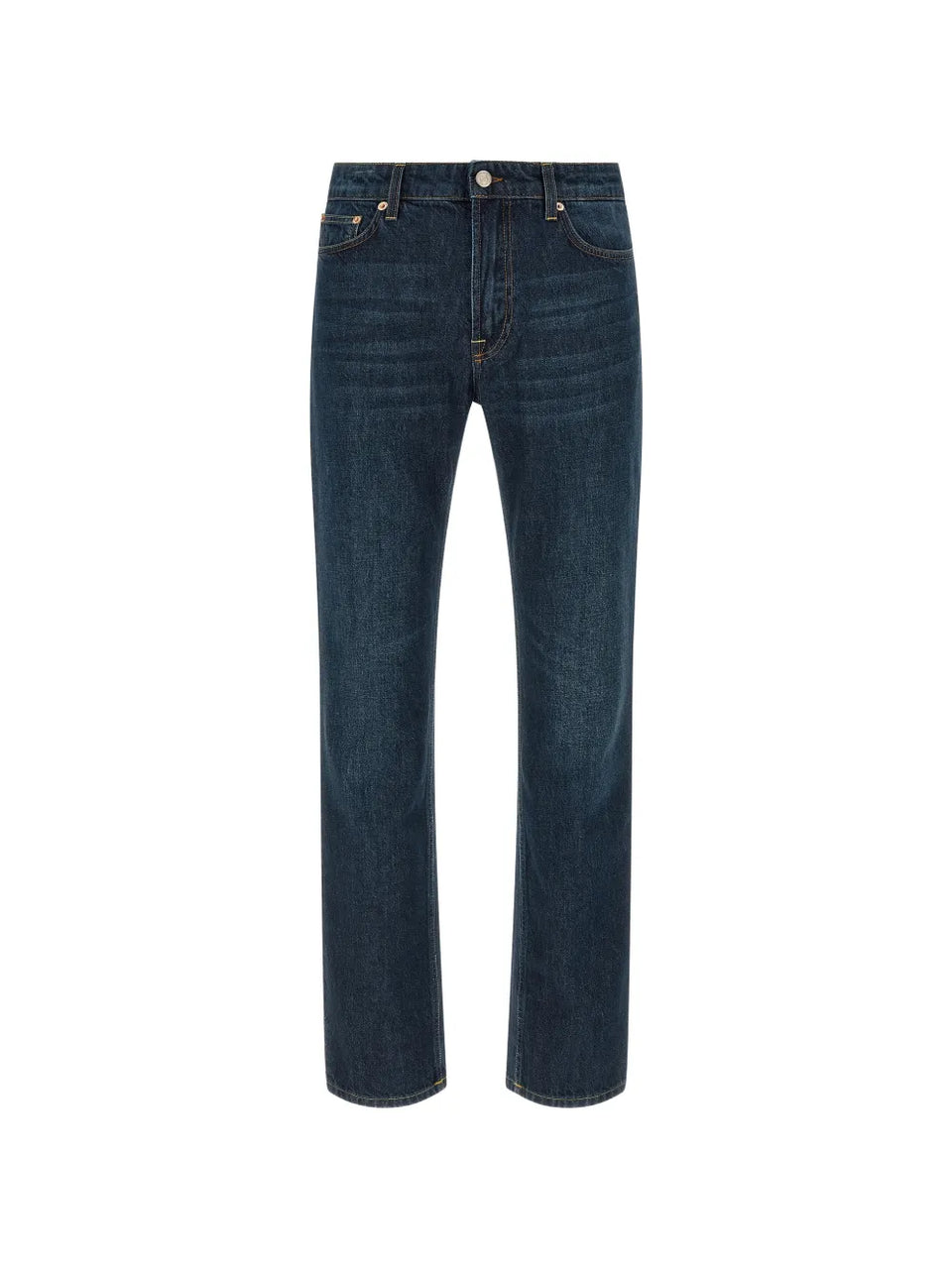 stonewashed contrast stitching jeans