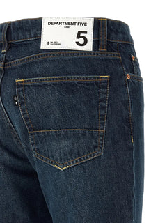 stonewashed contrast stitching jeans