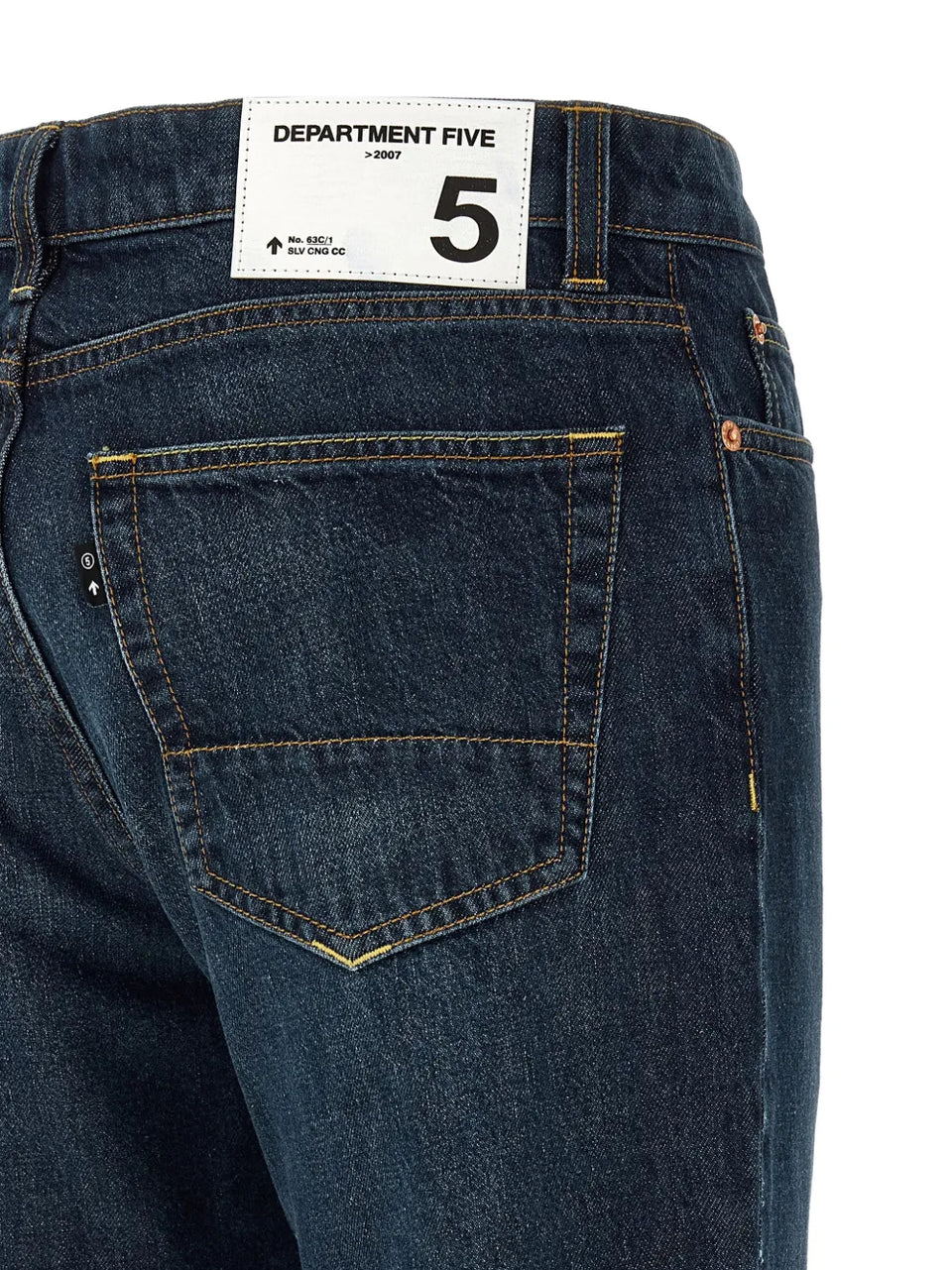 stonewashed contrast stitching jeans