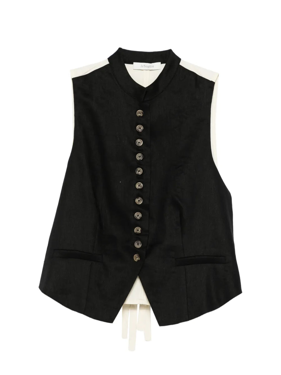 Linnea button collarless top