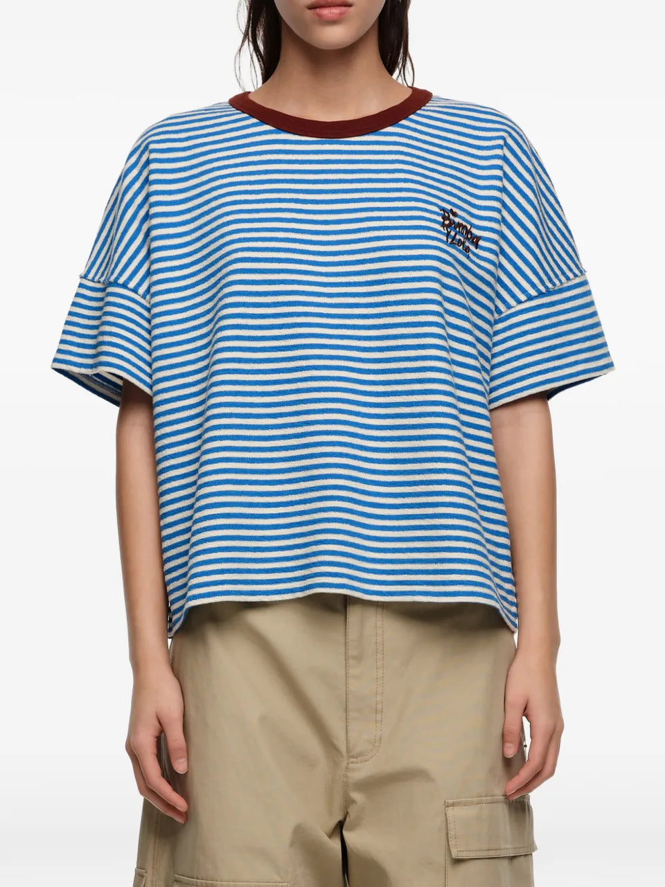 striped embroidered T-Shirt