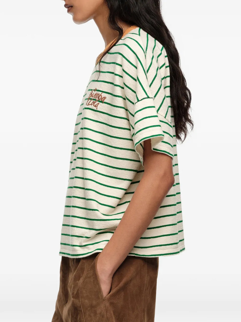 striped embroidered T-Shirt