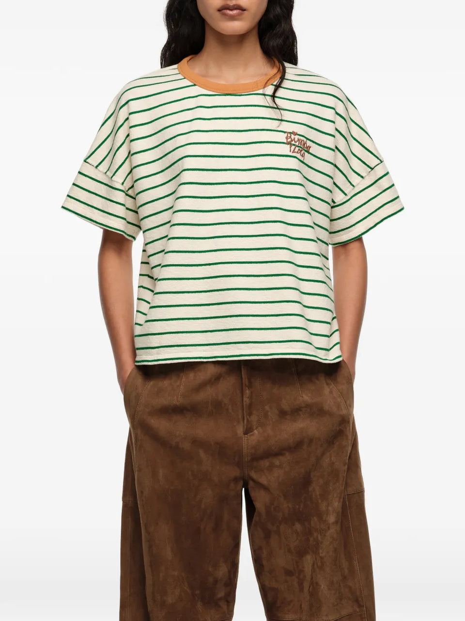 striped embroidered T-Shirt