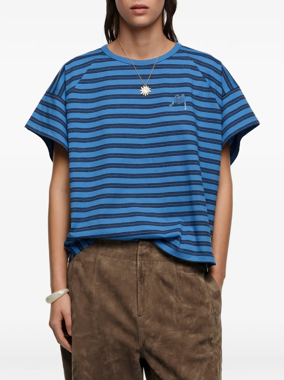 striped embroidered T-Shirt