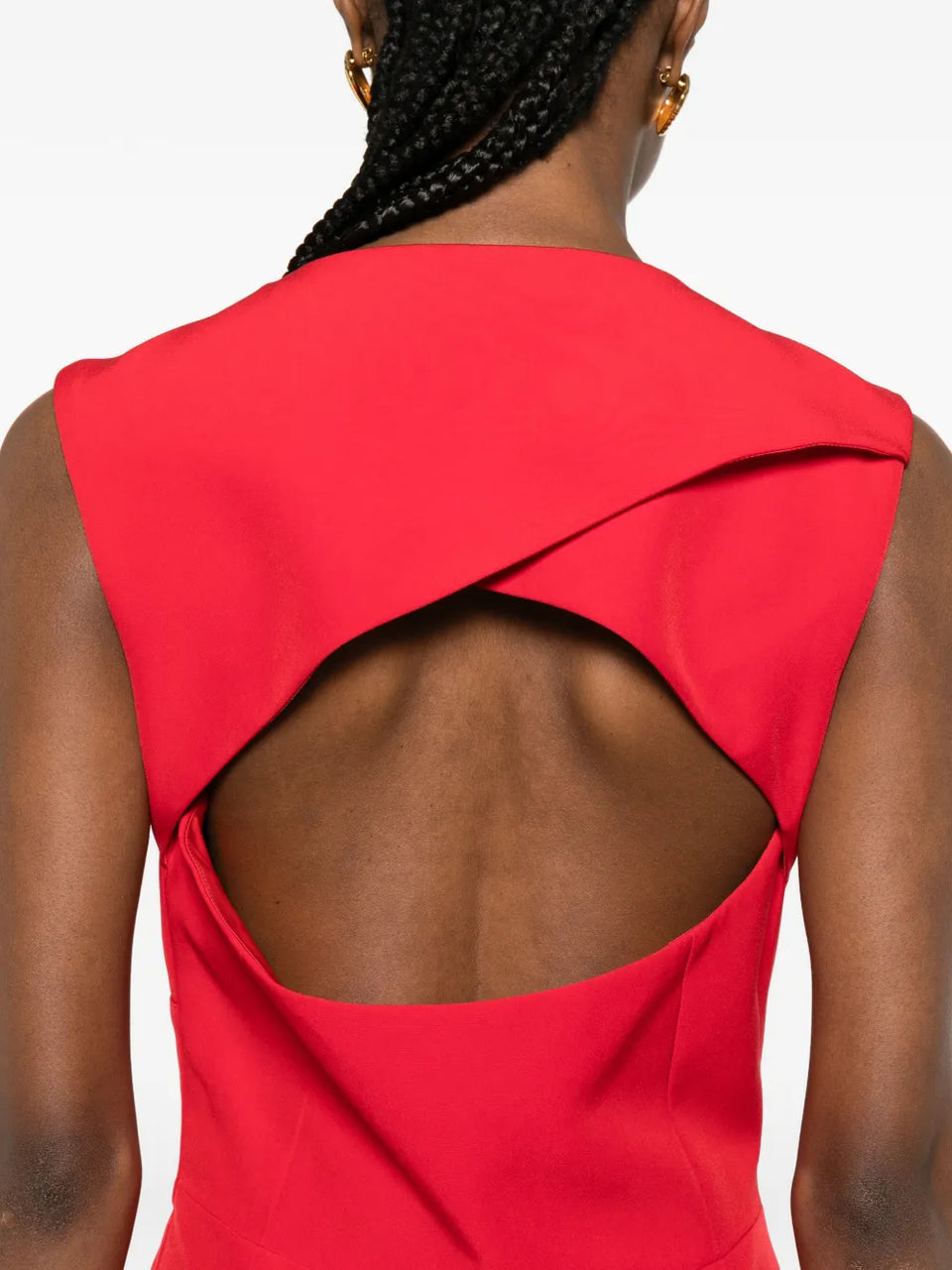V-neck pleated dress