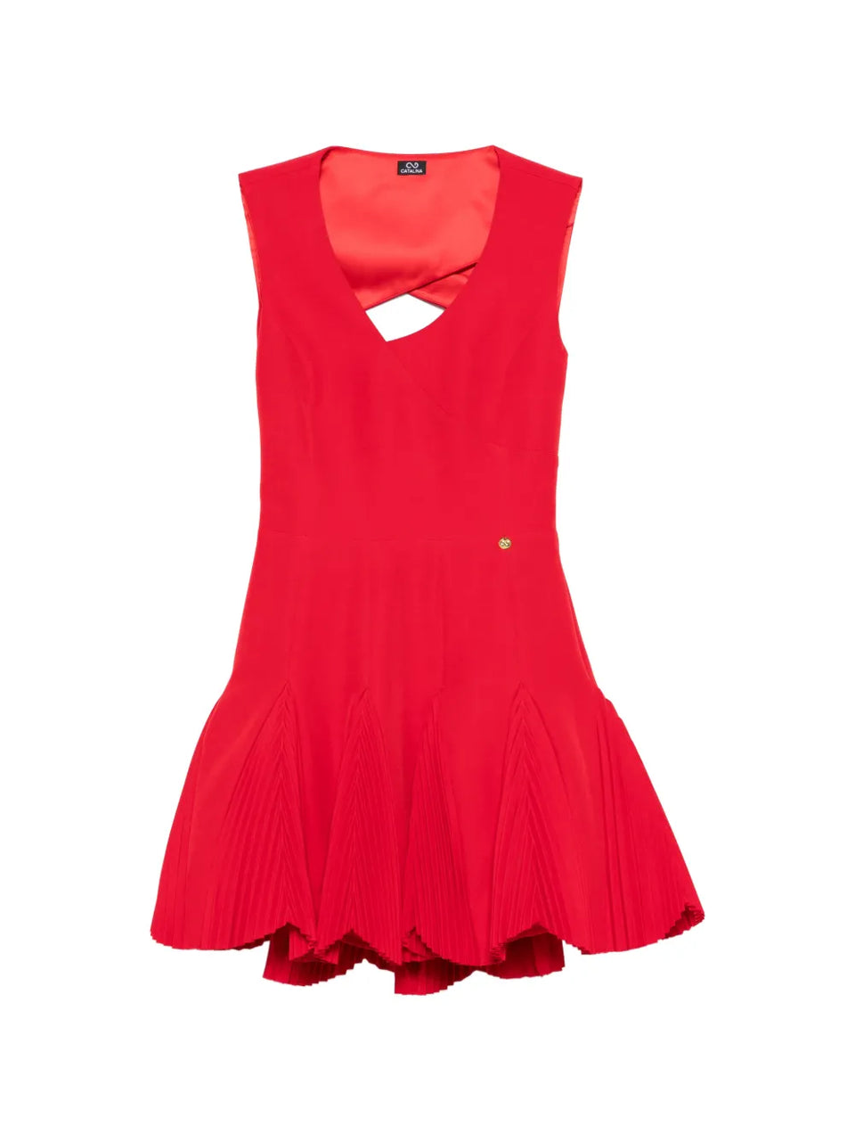 V-neck pleated dress