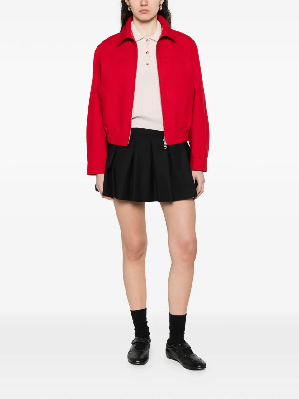 buckle pleated mini skirt