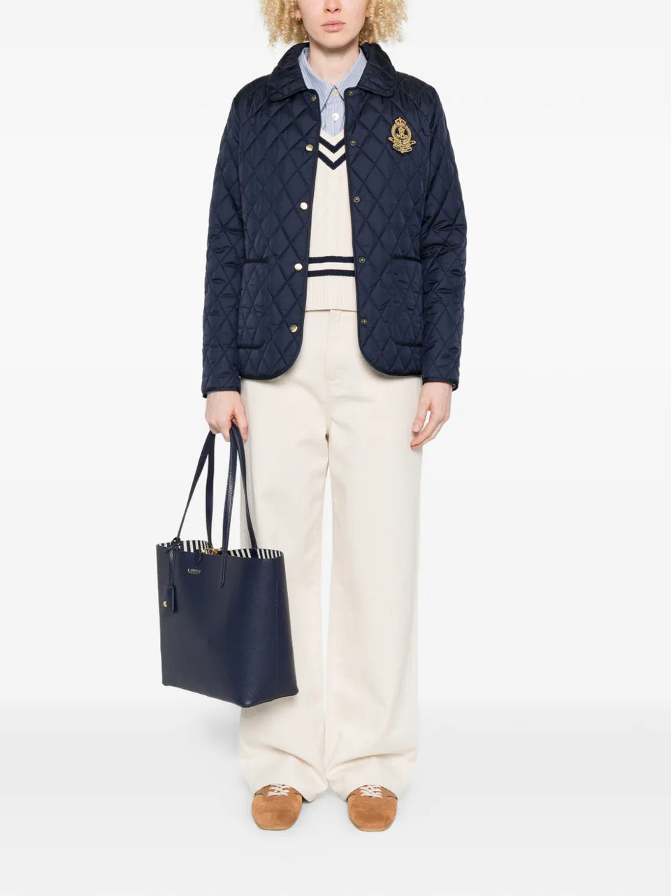 quilted emblem jacket