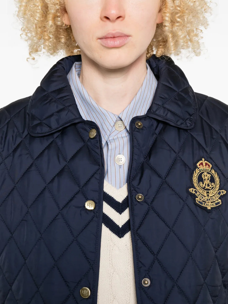 quilted emblem jacket