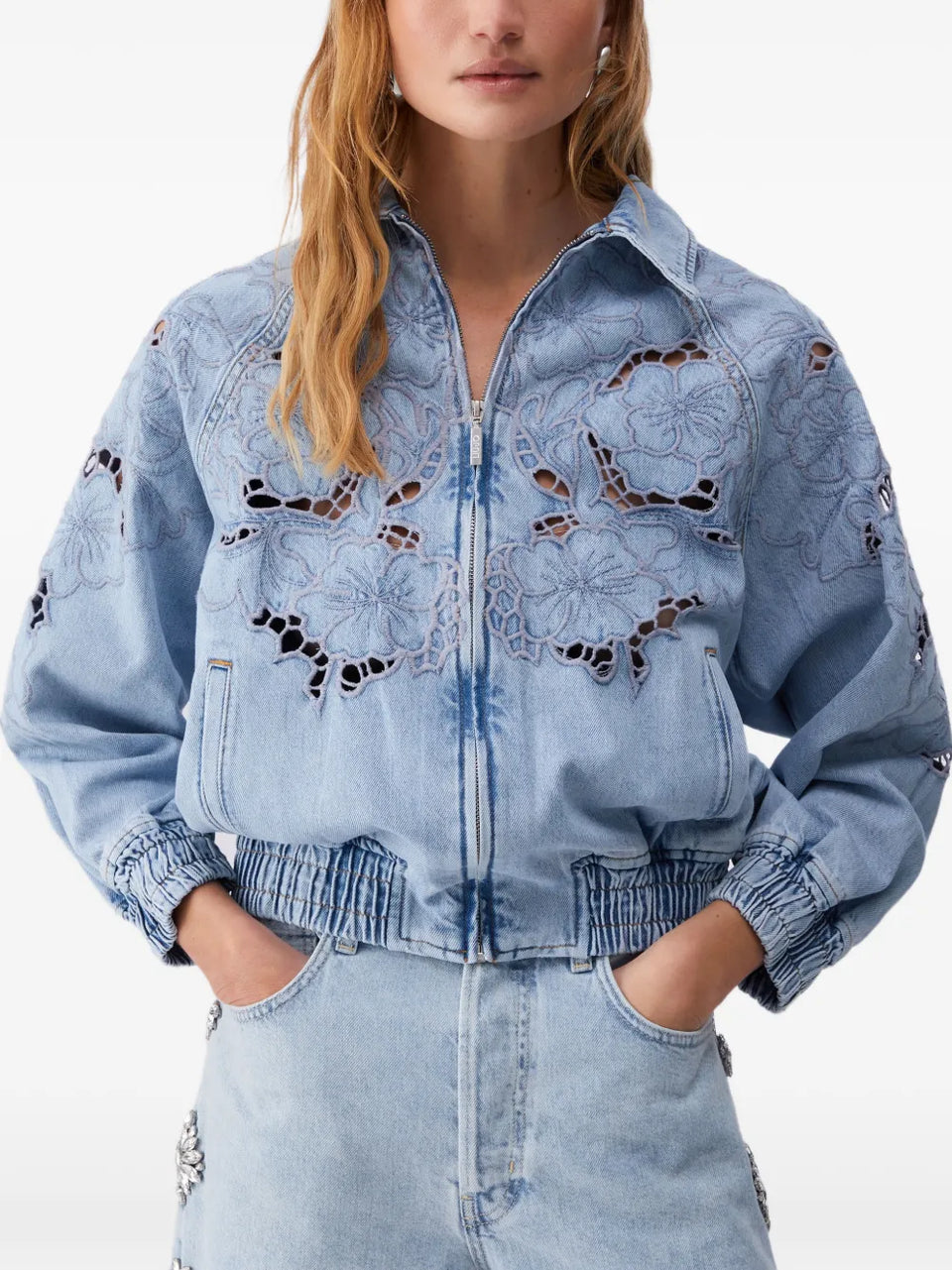 open-work embroidery jacket