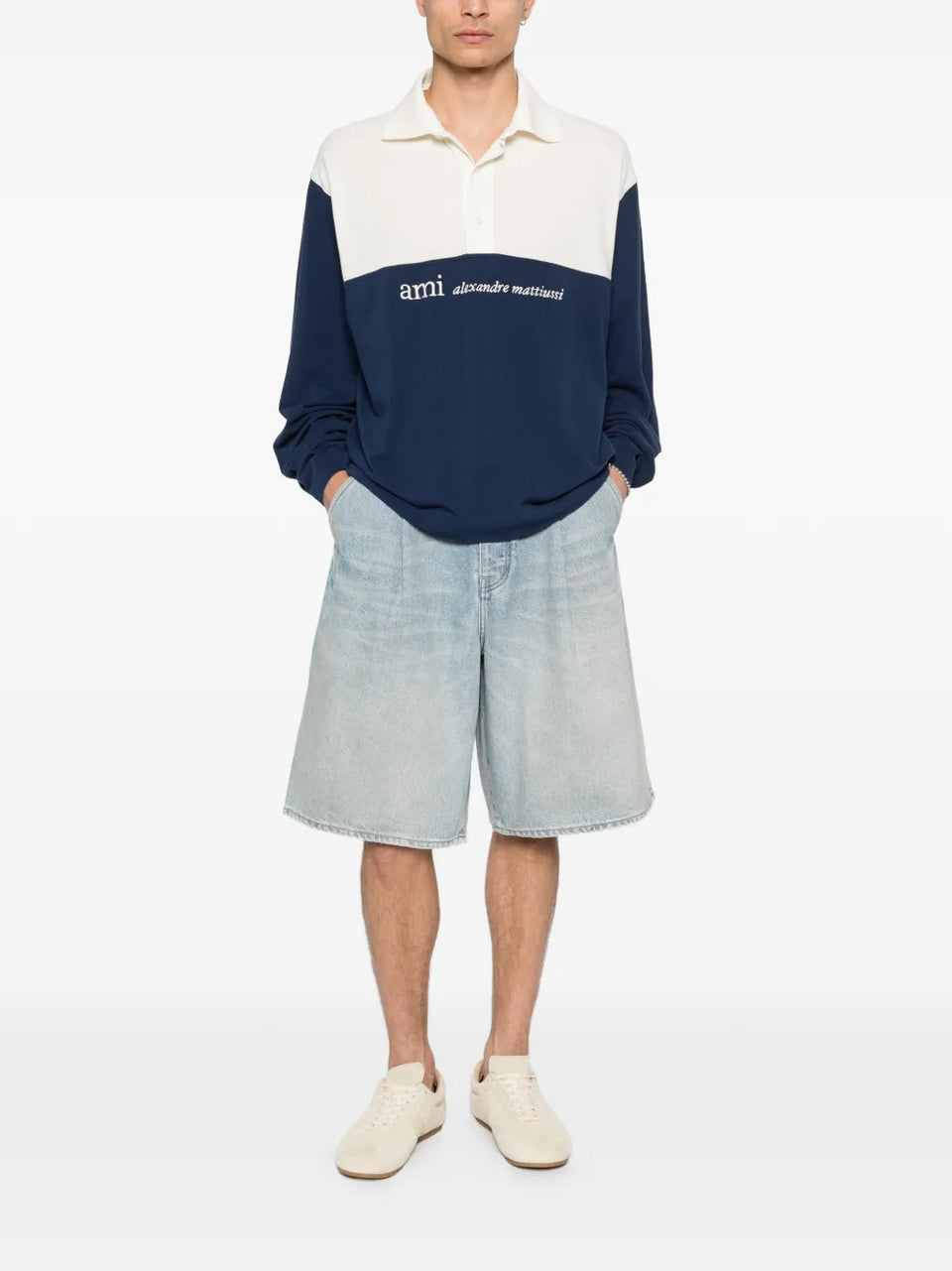 colourblock long-sleeve polo shirt