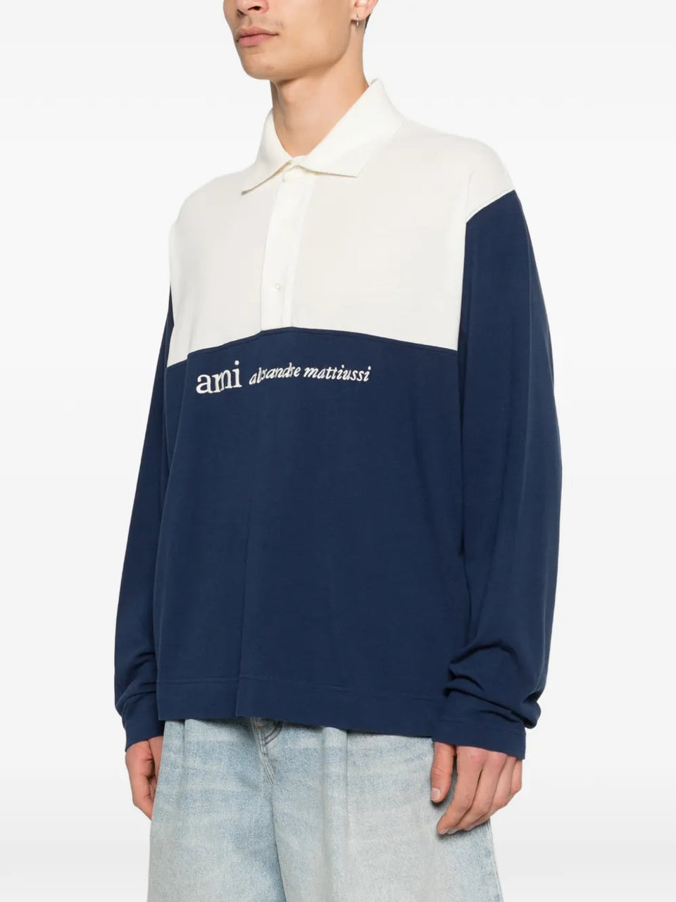 colourblock long-sleeve polo shirt