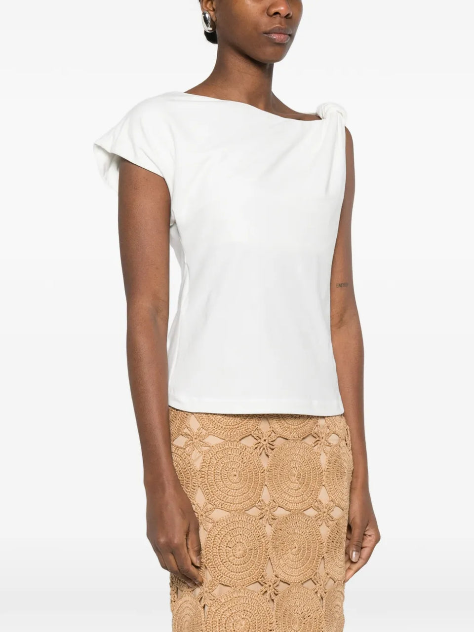 Marlena draped asymmetric-neck top