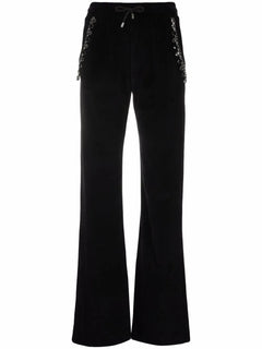 Crystal Chain velvet track pants