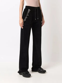 Crystal Chain velvet track pants