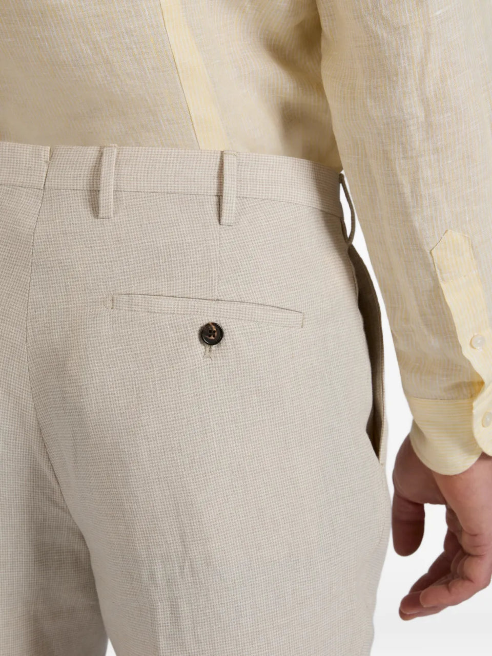 patterned linen trousers