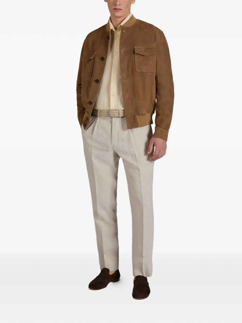 patterned linen trousers