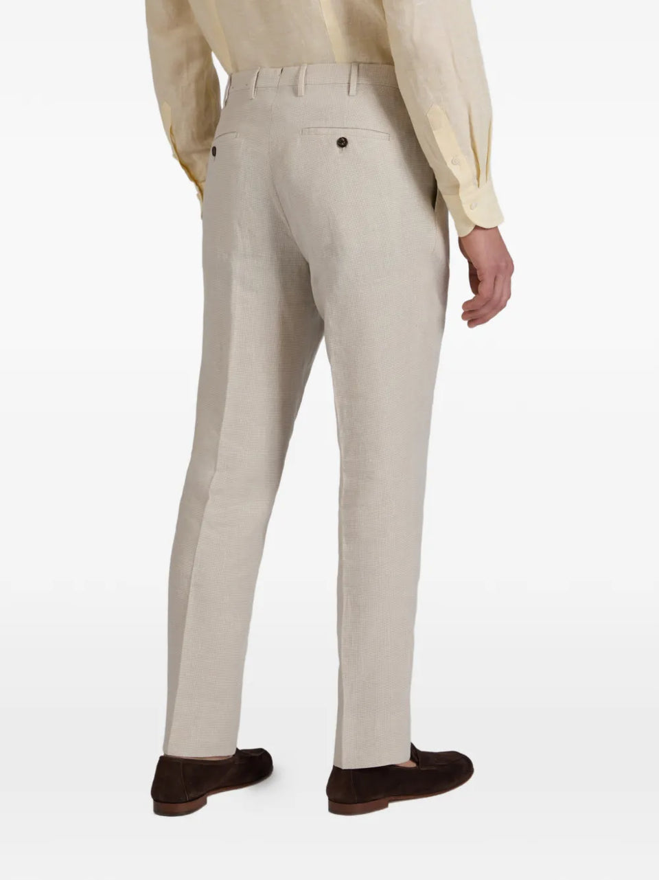 patterned linen trousers