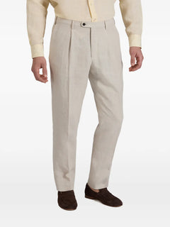 patterned linen trousers