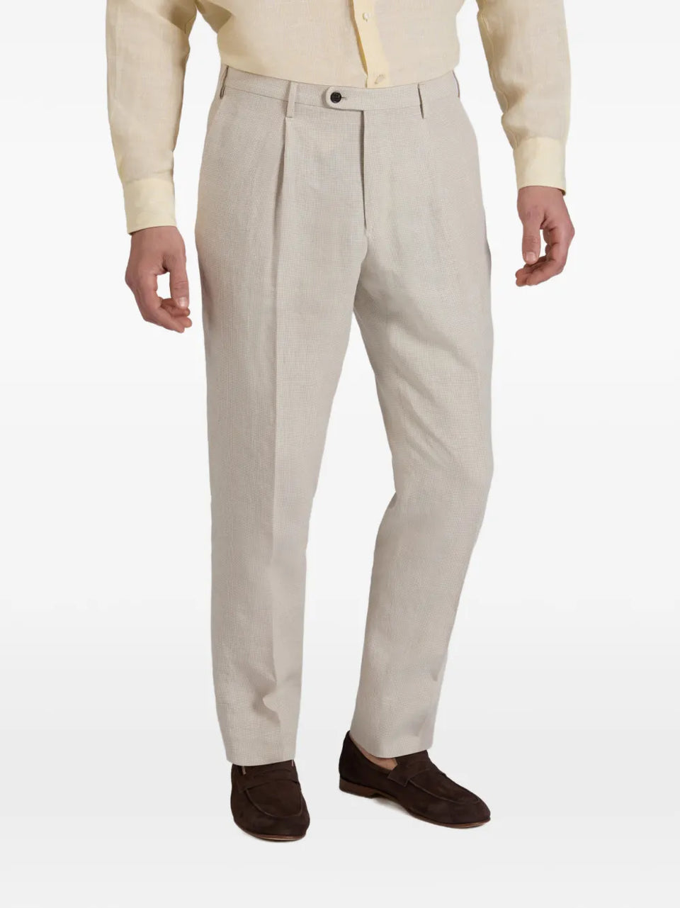 patterned linen trousers
