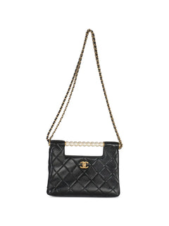 2021-2025 small CC Pearls Bar Handle Shopping quilted bag