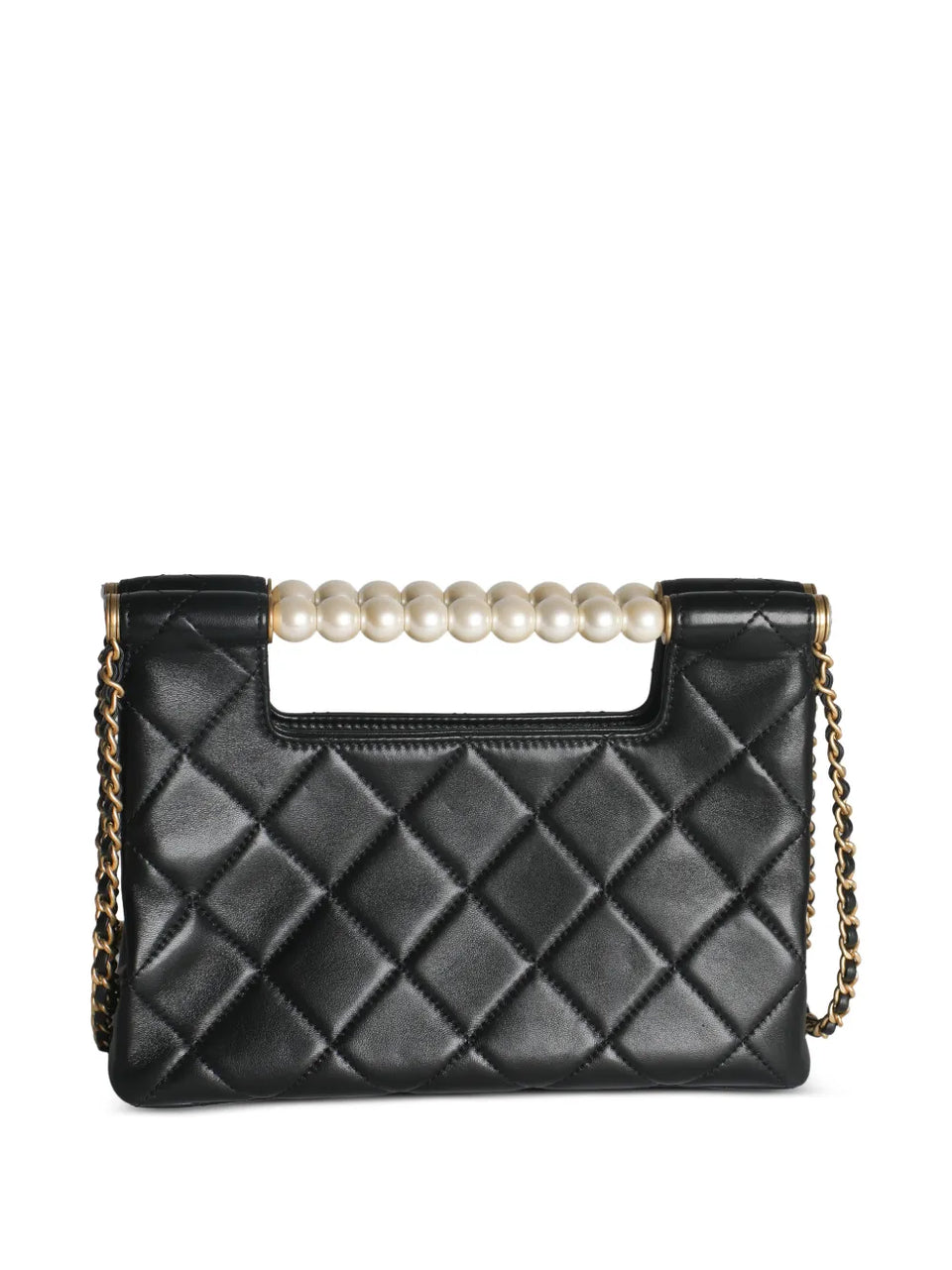 2021-2025 small CC Pearls Bar Handle Shopping quilted bag
