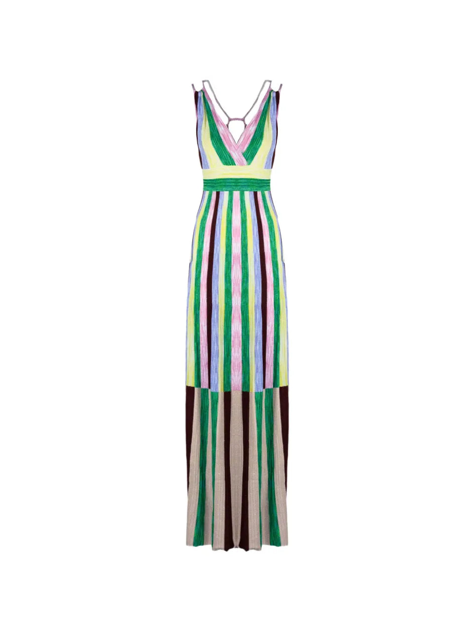 striped V-neck dress