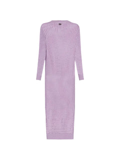 crochet-knit long-sleeved dress