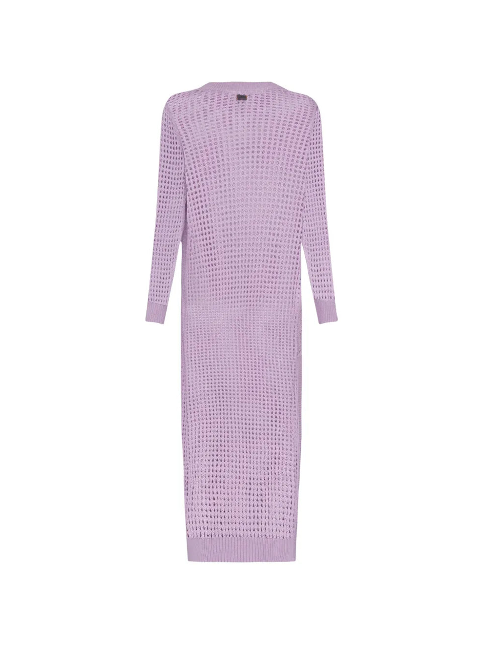 crochet-knit long-sleeved dress