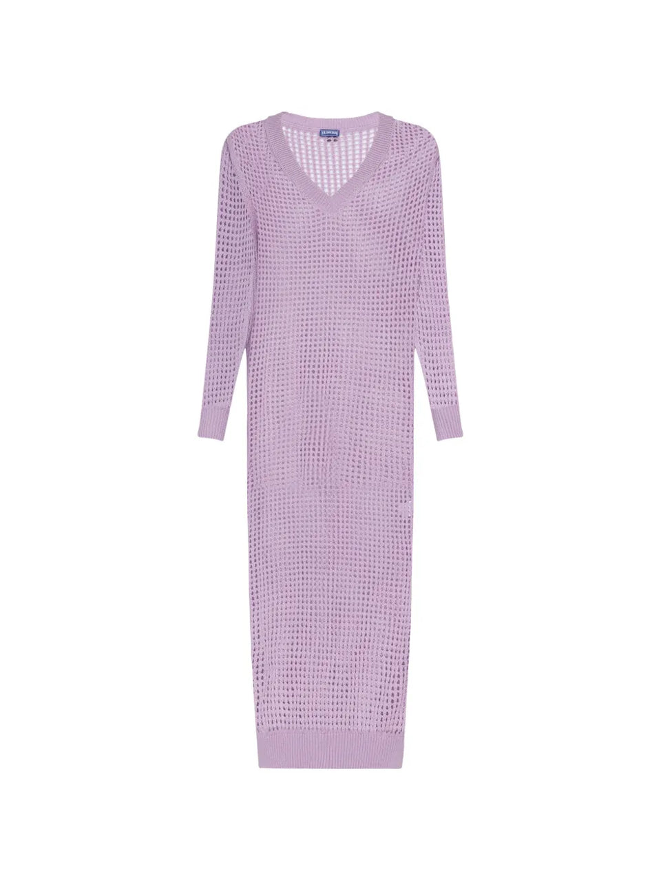 crochet-knit long-sleeved dress