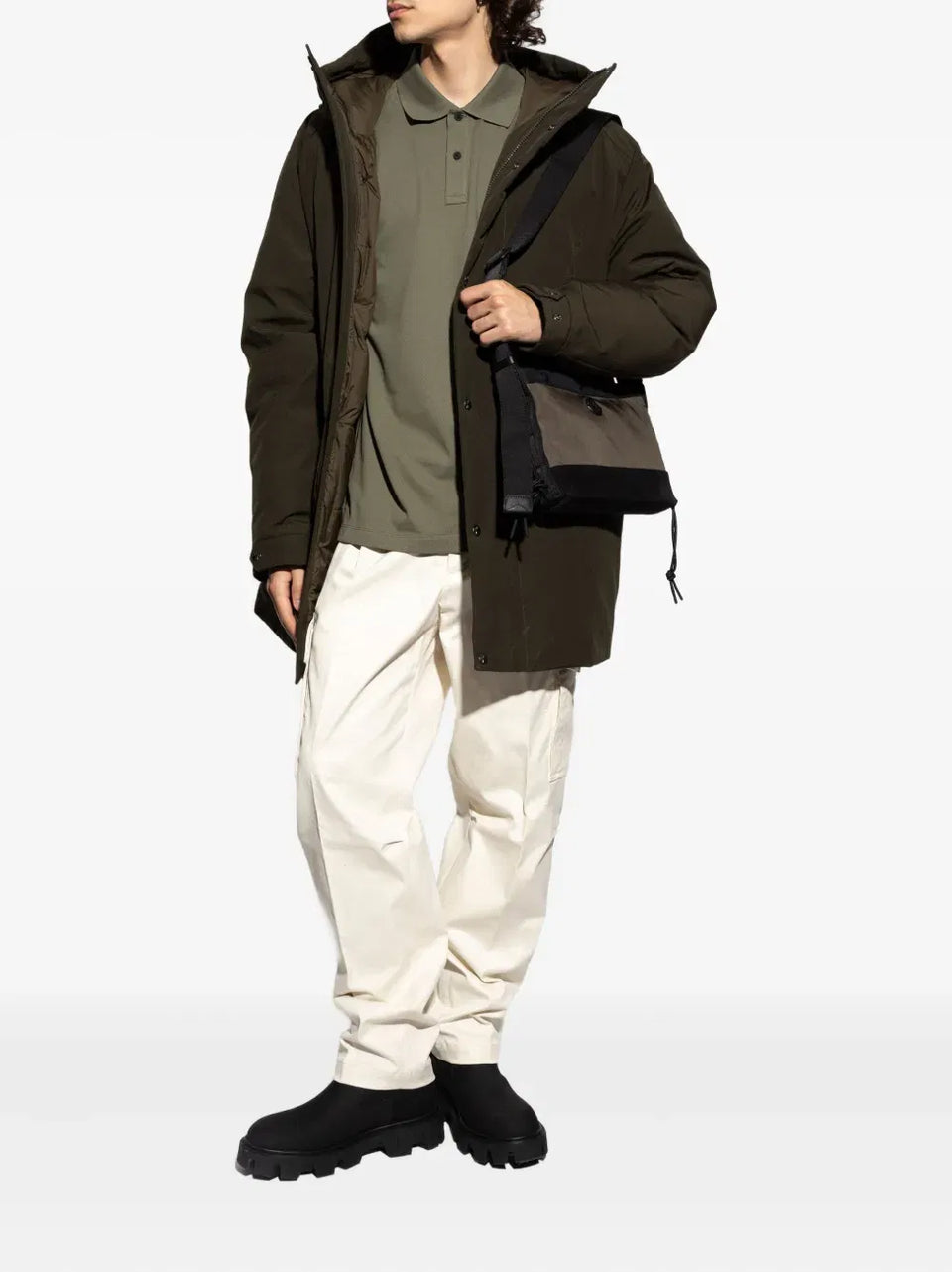 hooded flap-pocket coat