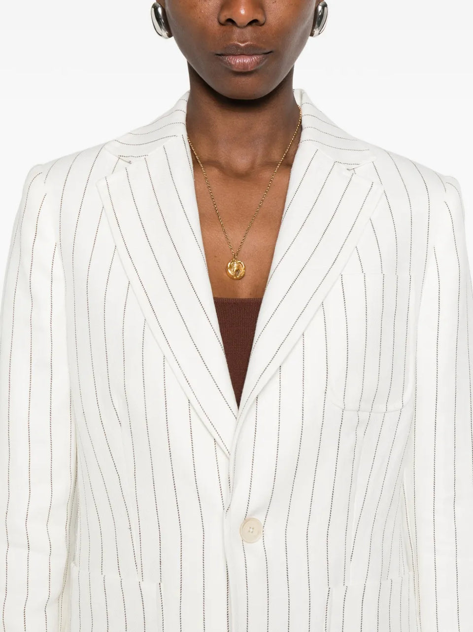 striped single-breasted jacket
