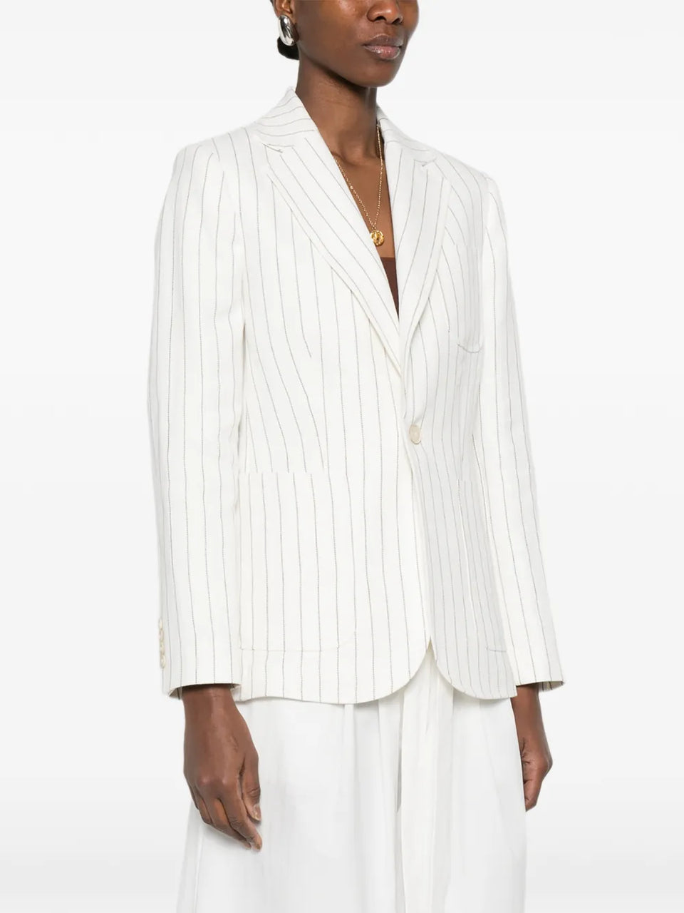 striped single-breasted jacket