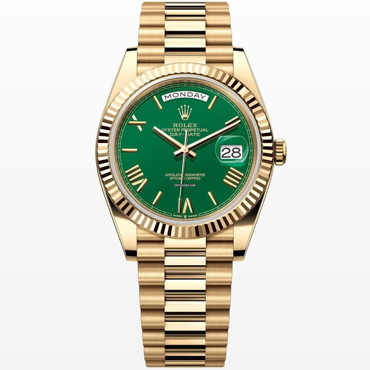 Rolex | Day-Date | 228238 | Rose gold | 40 mm | Yellow gold | Green | Automatic