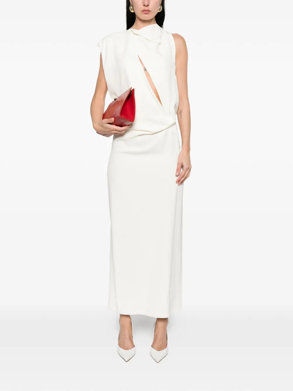 draped midi dress